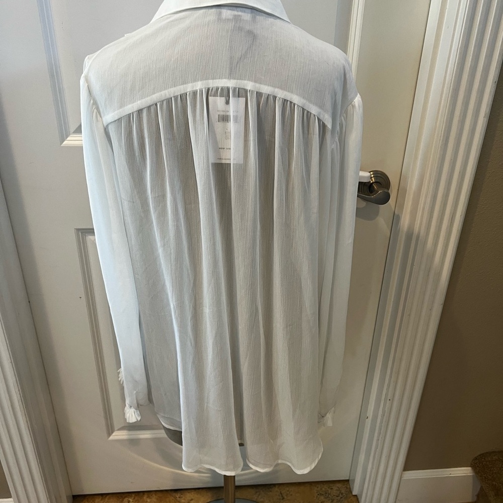 White Ruffled Button-Up Blouse - Picture 5 of 10